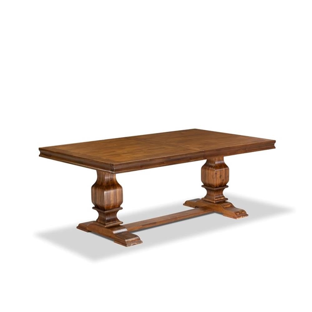 9-Piece Acacia Wood Dining Table Set with Beige PU Leather Chairs R631