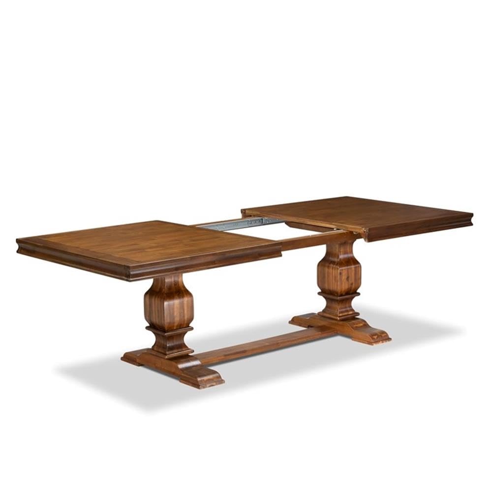 9-Piece Acacia Wood Dining Table Set with Beige PU Leather Chairs R631