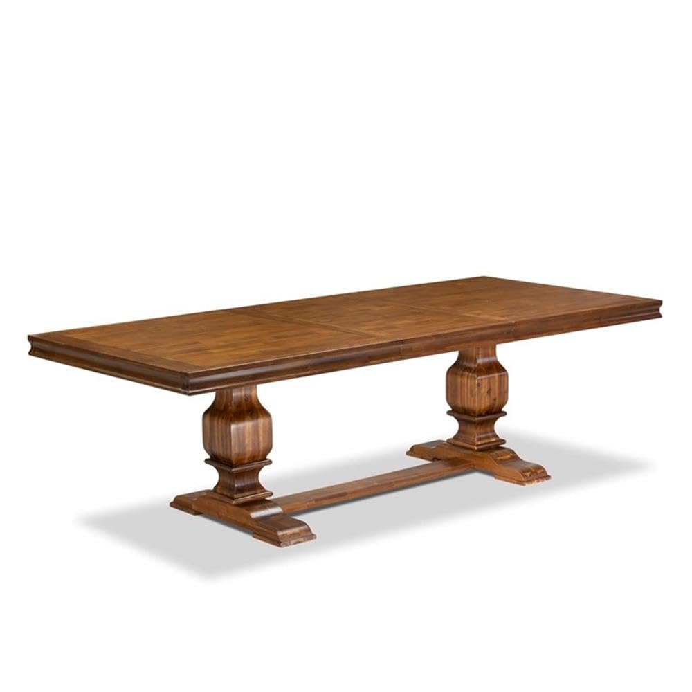 9-Piece Acacia Wood Dining Table Set with Beige PU Leather Chairs R631