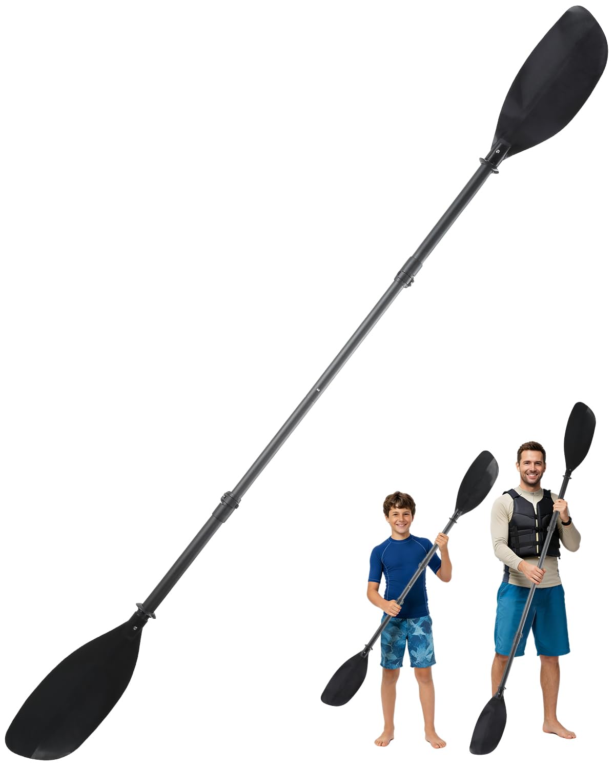 Adjustable Telescopic Kayak Paddle Stainless Steel Shaft Fiberglass Blades U598