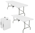 Set of 2 Lightweight 6FT Rectangular Plastic Folding Tables with Steel Legs W9559