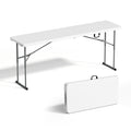 White 6 FT Narrow Folding Table with Carrying Handle D936211