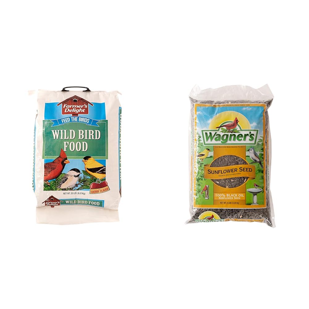 Wild Bird Food with Cherry Flavor 20-Pound Bag and Black Oil Sunflower Seed 5-Pound M265883