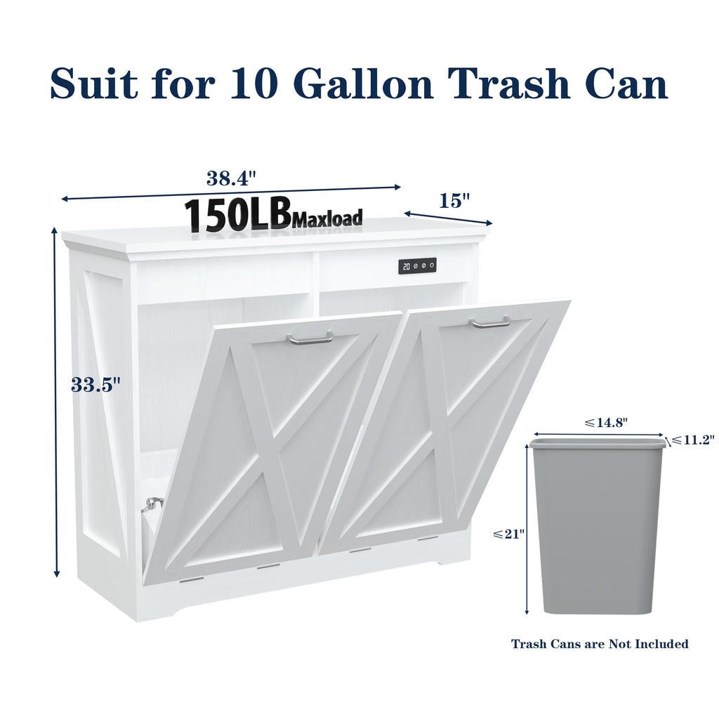 10 Gallon White Tilt Out Trash Can Cabinet L37957