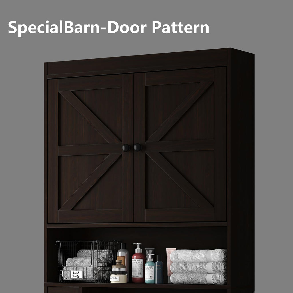 Over The Toilet Storage Cabinet with Barn Doors P7619