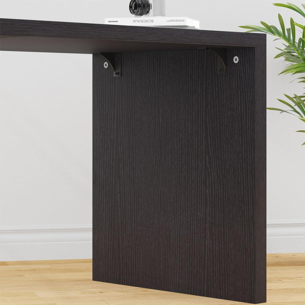 Black L Shaped Wood Computer Desk with Storage O6162