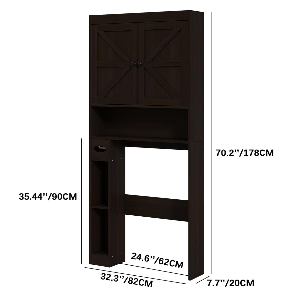 Over The Toilet Storage Cabinet with Barn Doors P7619