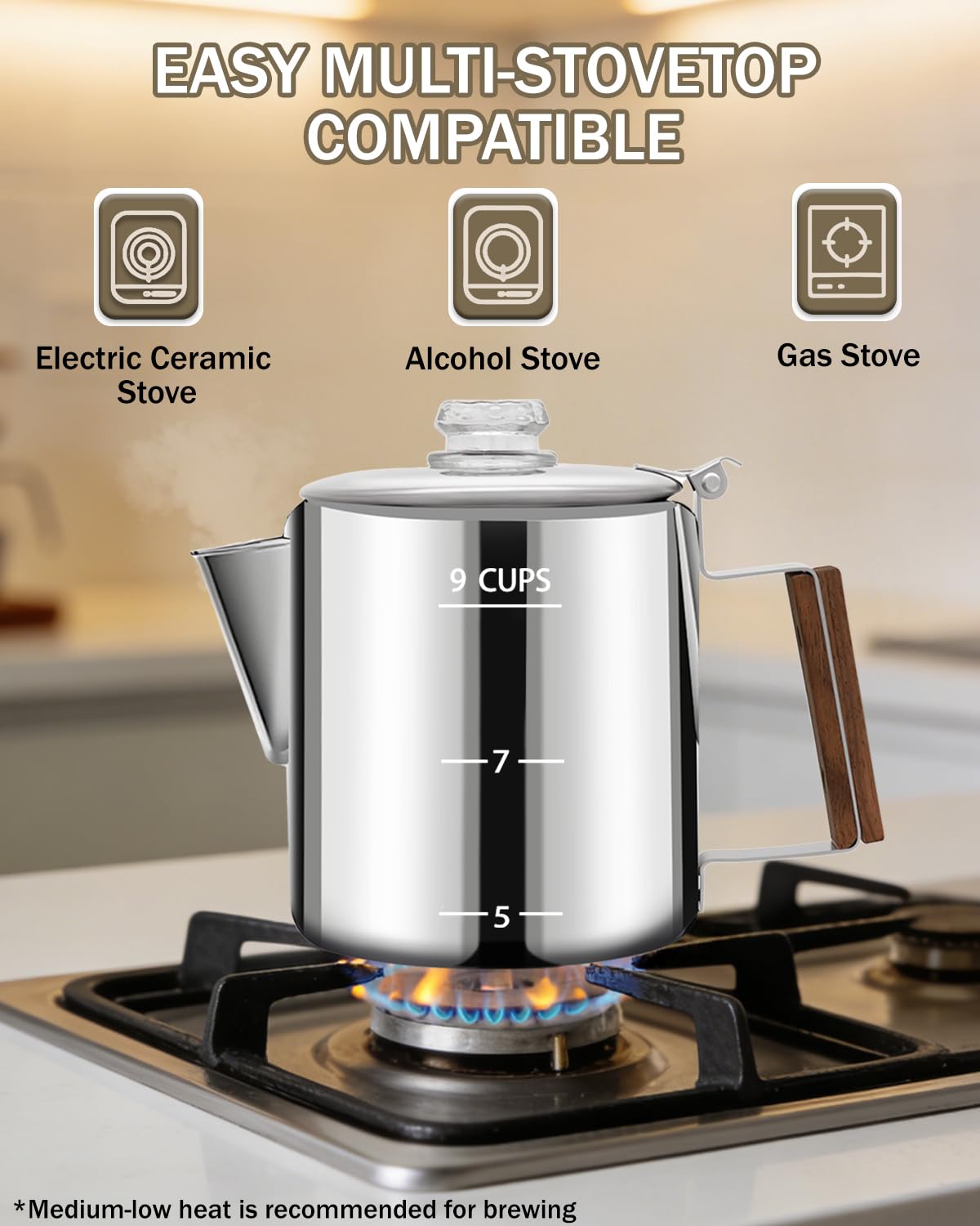 12 Cup Stainless Steel Coffee Percolator U44321