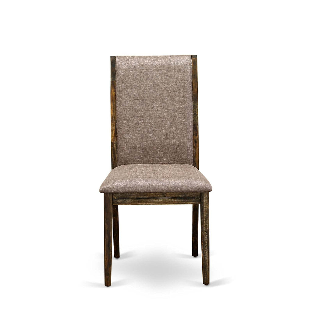 9 Piece Walnut Dining Table Set with Butterfly Leaf and 8 Dark Khaki Linen Fabric Chairs M707