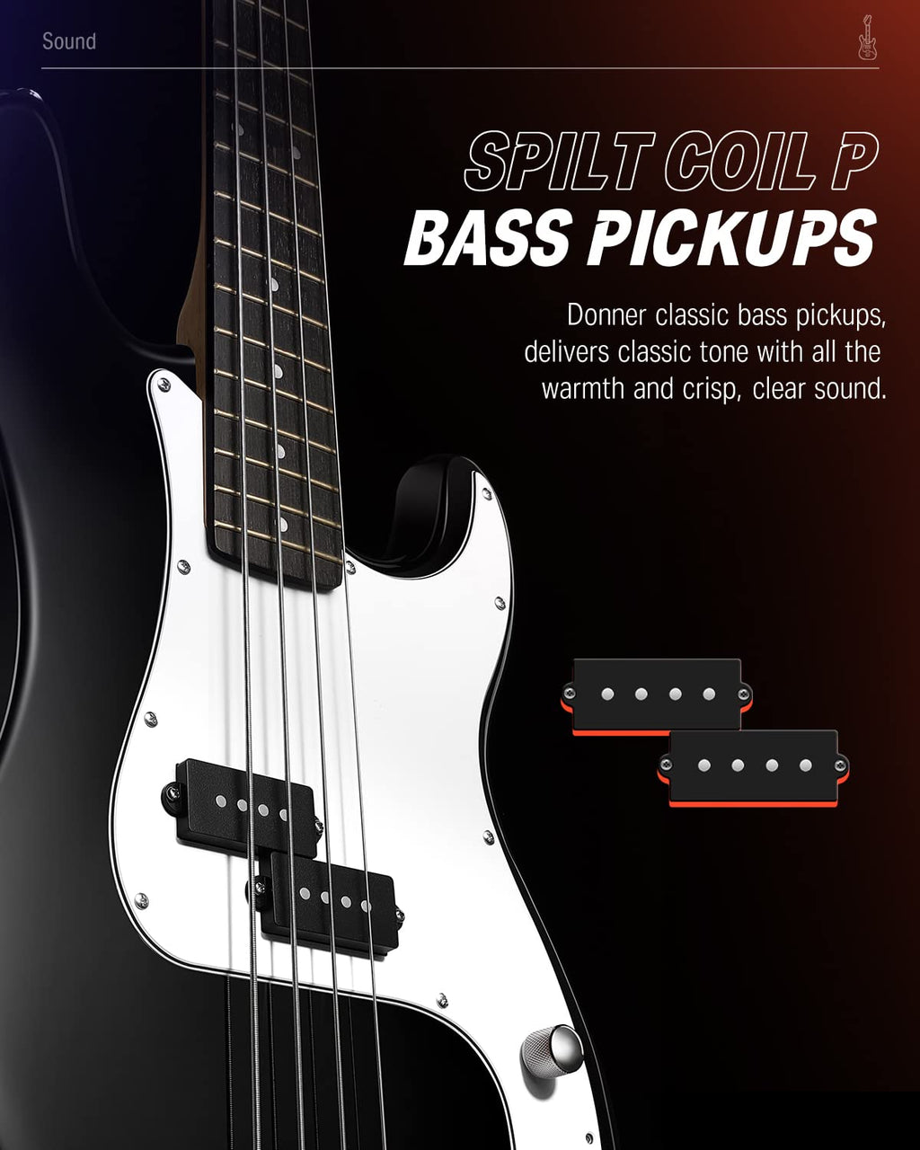 Electric Bass 4 Strings Full-Size Guitar Kit PB-Style Black S461