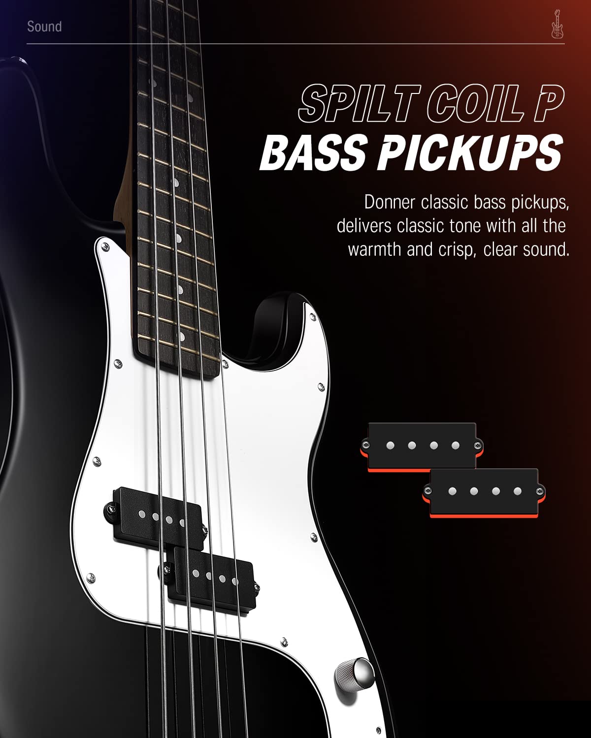 Electric Bass 4 Strings Full-Size Guitar Kit PB-Style Black S461