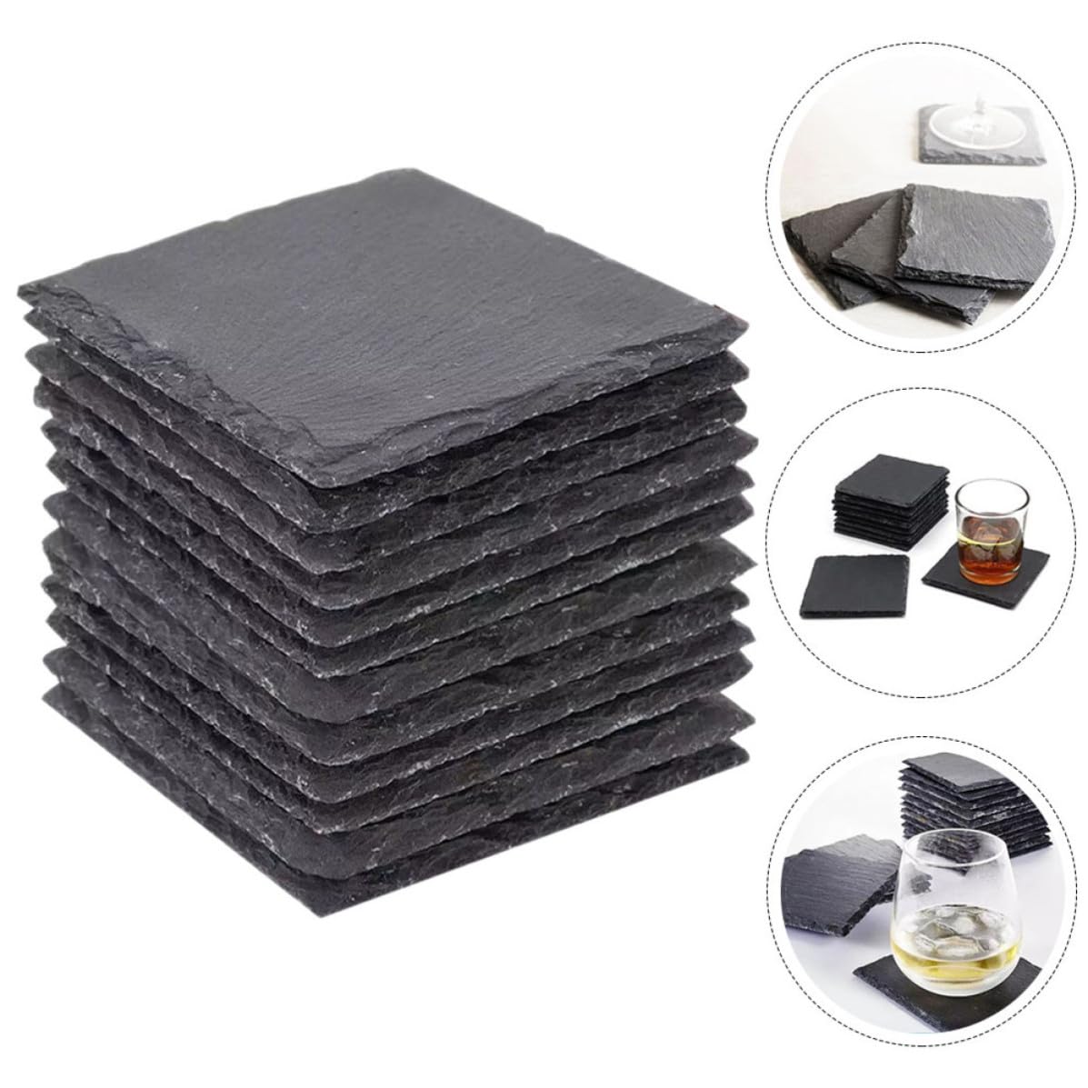 12pcs Natural Stone Drink Coasters I4702