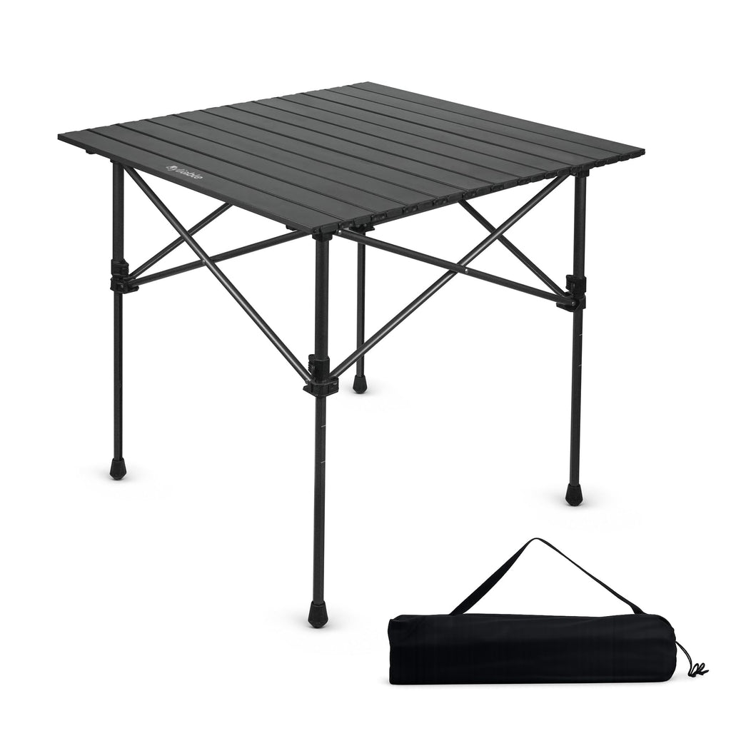 Square Folding Adjustable Height Camping Table, Black E87980