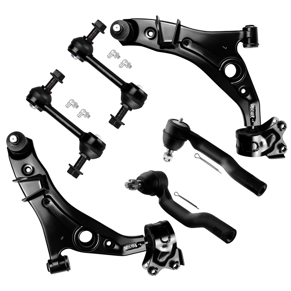 6pcs Front Suspension Kit Control Arm Ball Joint Tie Rod End Sway Bar Link V2868