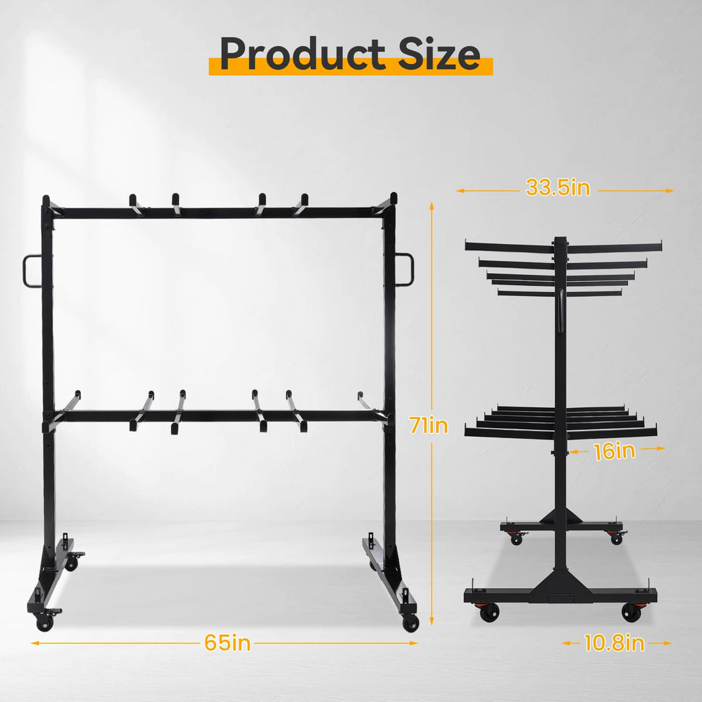 2-Tier Heavy Duty Folding Chair Cart with Wheels Y191973