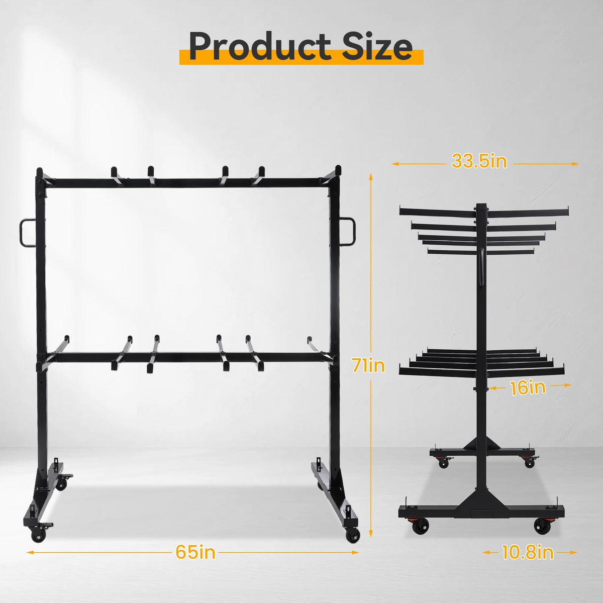 2-Tier Heavy Duty Folding Chair Cart with Wheels Y191973