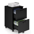 Black 2 Drawer Rolling Wood Filing Cabinet Z480