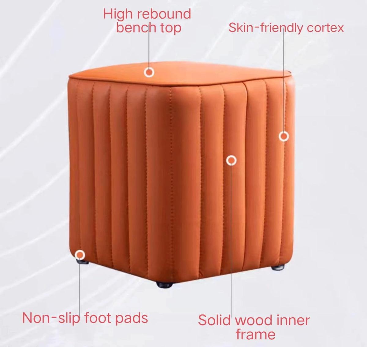 Blue Leather Ottoman Y407