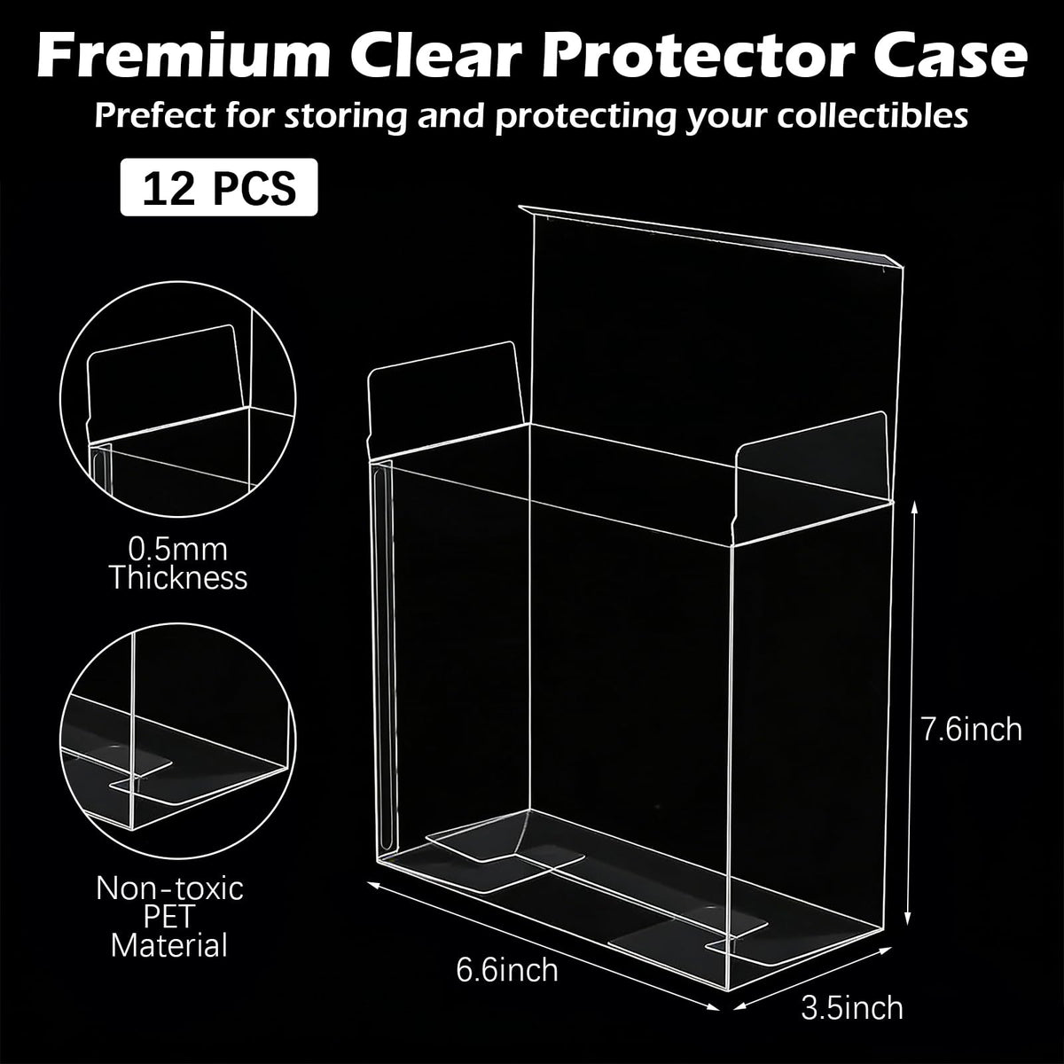 12 Pack Clear PET Plastic Display Storage Case 7.6 x 6.6 x 3.5 Inches U109