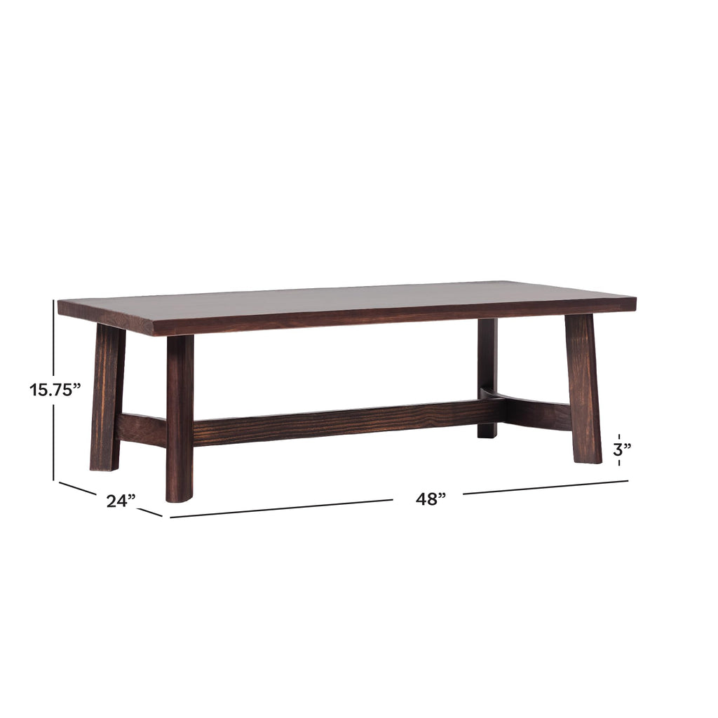 Solid Wood Rectangular Coffee Table, 48 Inch, Espresso H392682