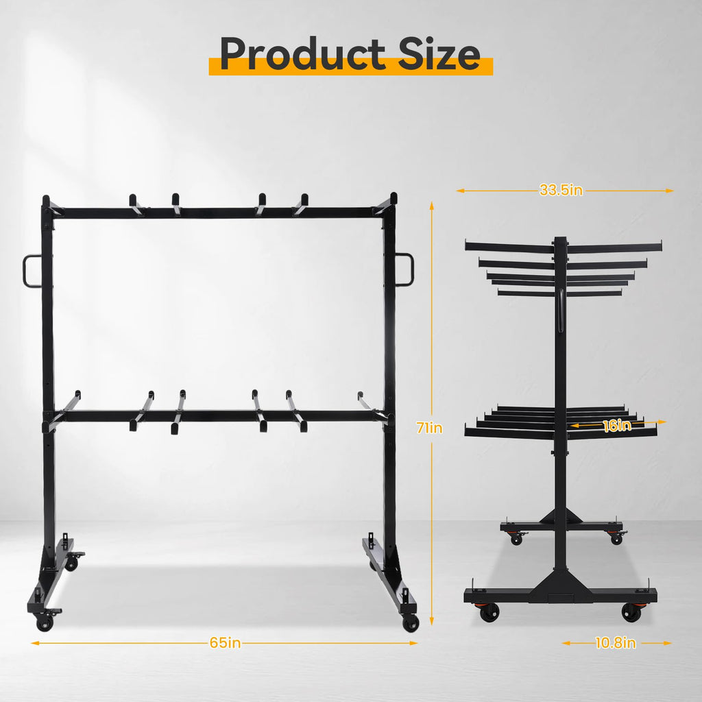 2-Tier Heavy Duty Folding Chair Cart with Wheels Y191973