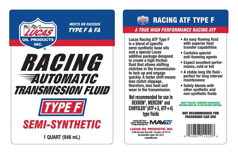 Semi-Synthetic Automatic Transmission Fluid Type F 1 Quart Pack of 6 O160628