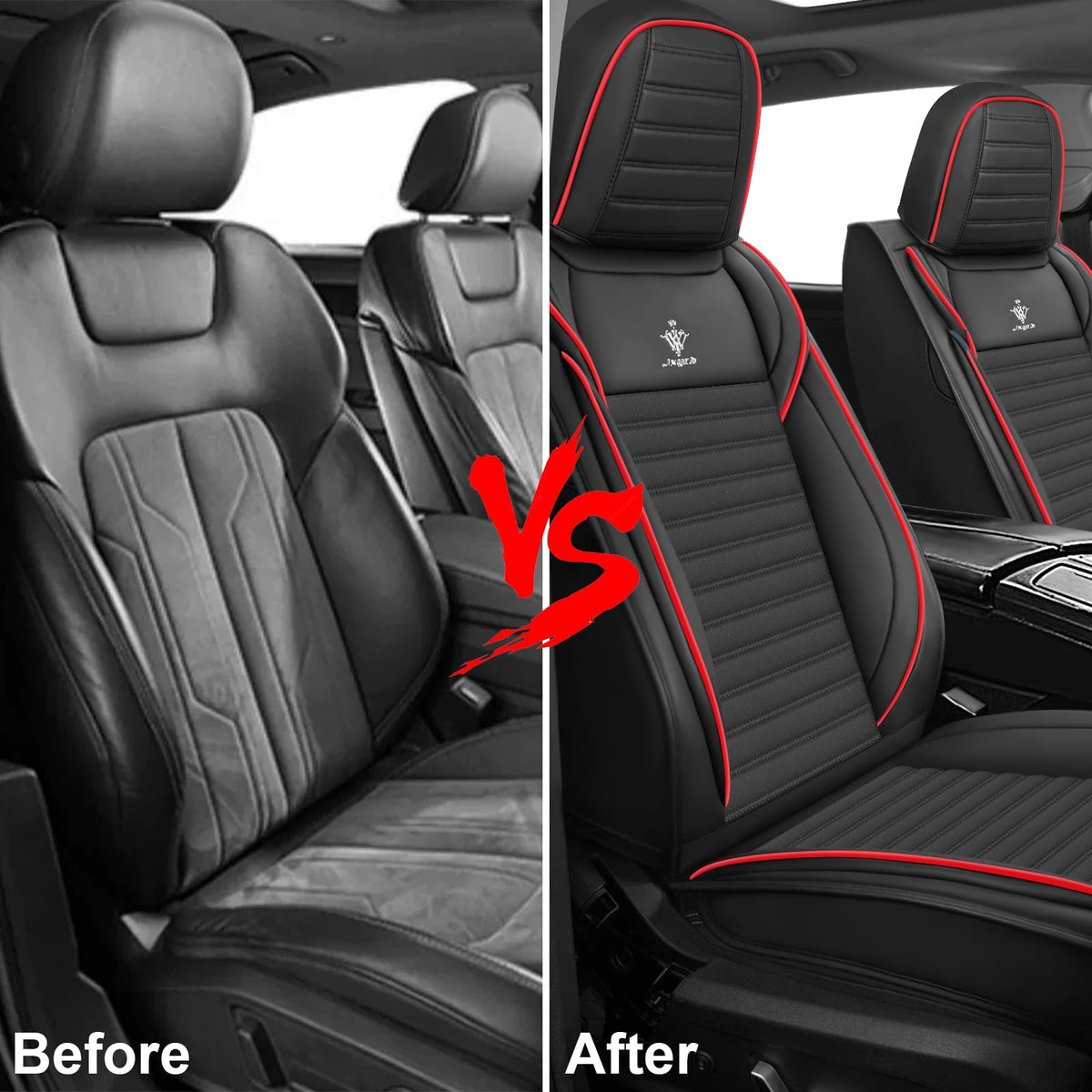 Custom Fit Seat Covers Full Set Black and Red H65495