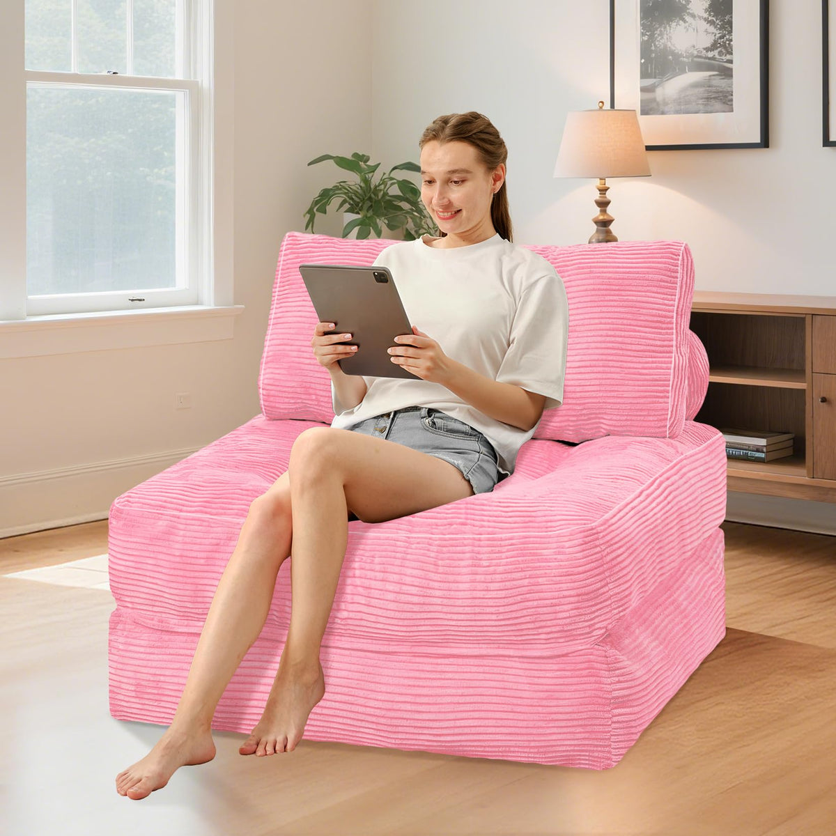 Folding Sofa Bed Convertible Sleeper Chair Bed with Pillow X7278