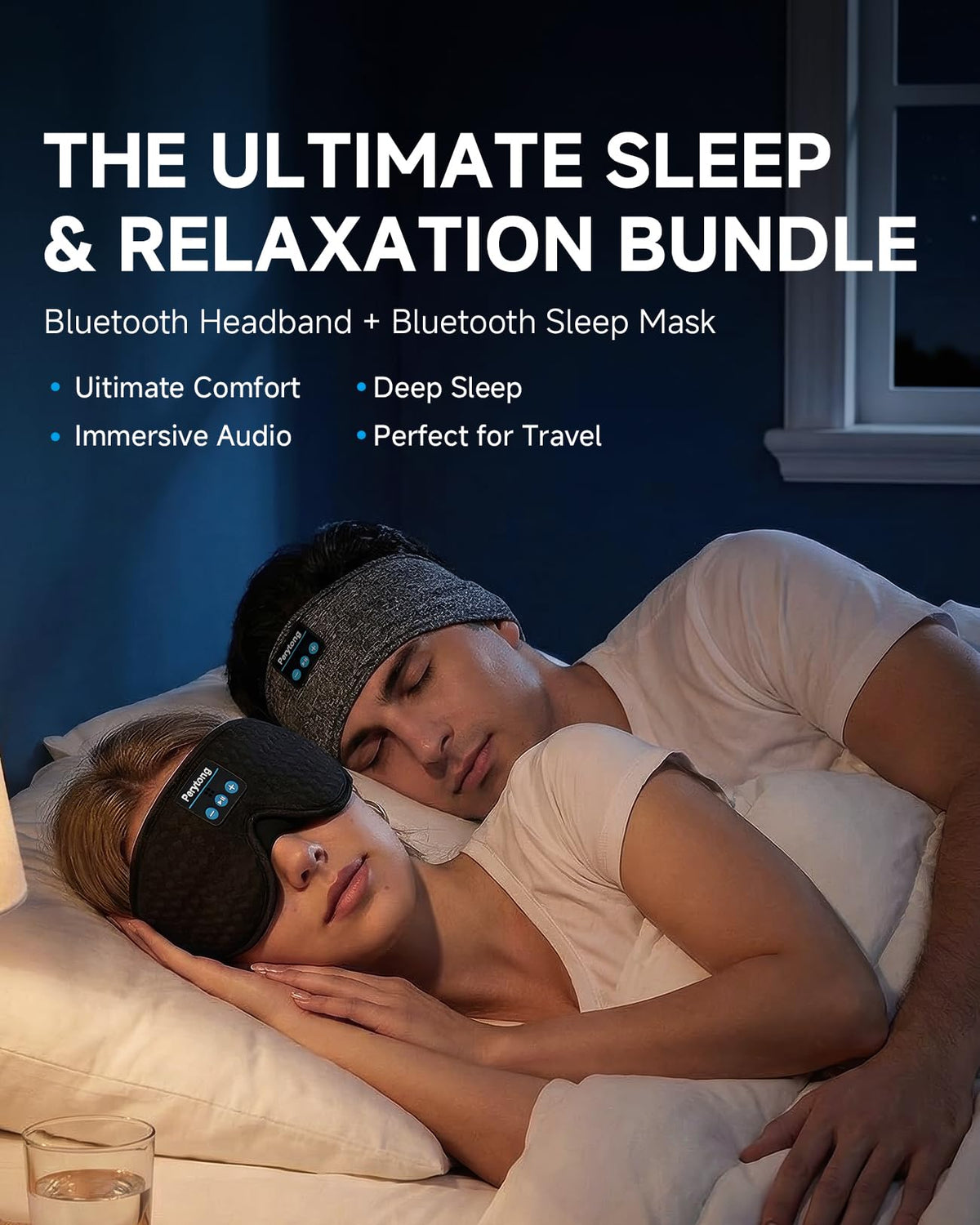 2-Pack Bluetooth Sleep Mask with Headphones J60125