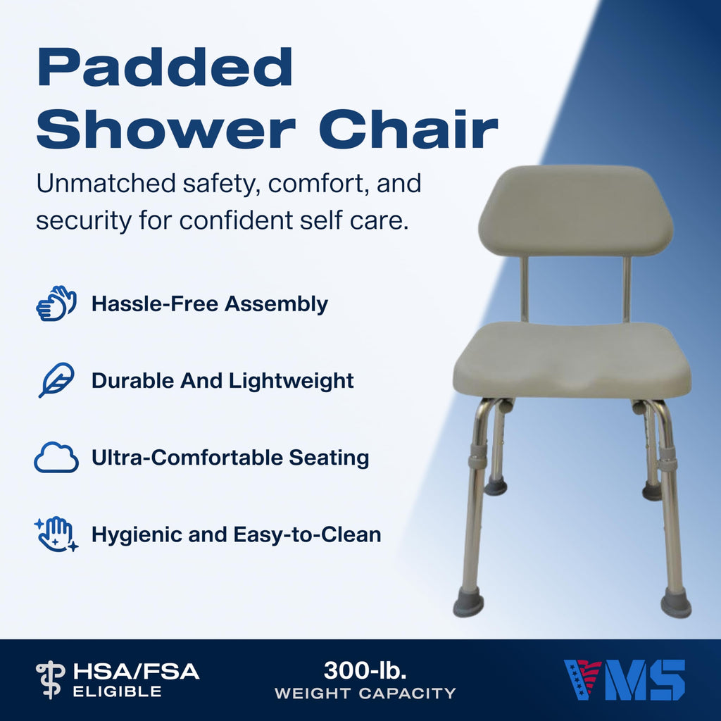 Padded Shower Chair 300 lbs Weight Capacity J730