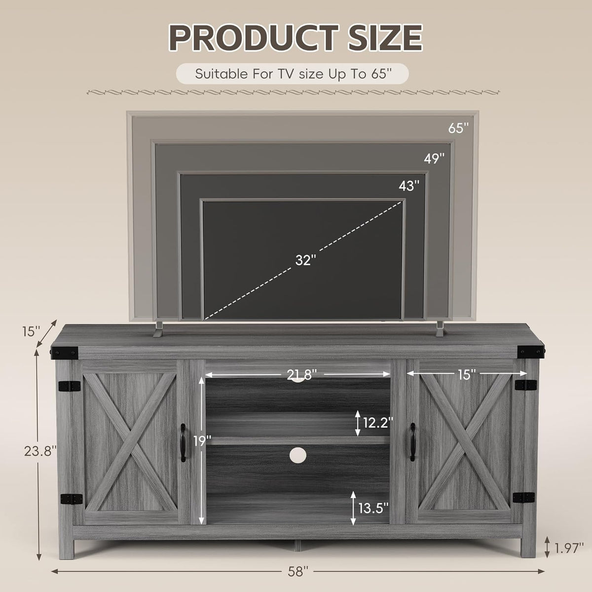 Modern Farmhouse TV Stand for 65" TV Q640017
