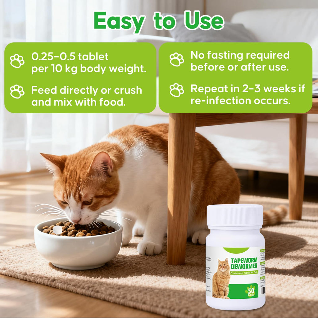 Cat Tapeworm Dewormer Tablets 50 Tablets C261232