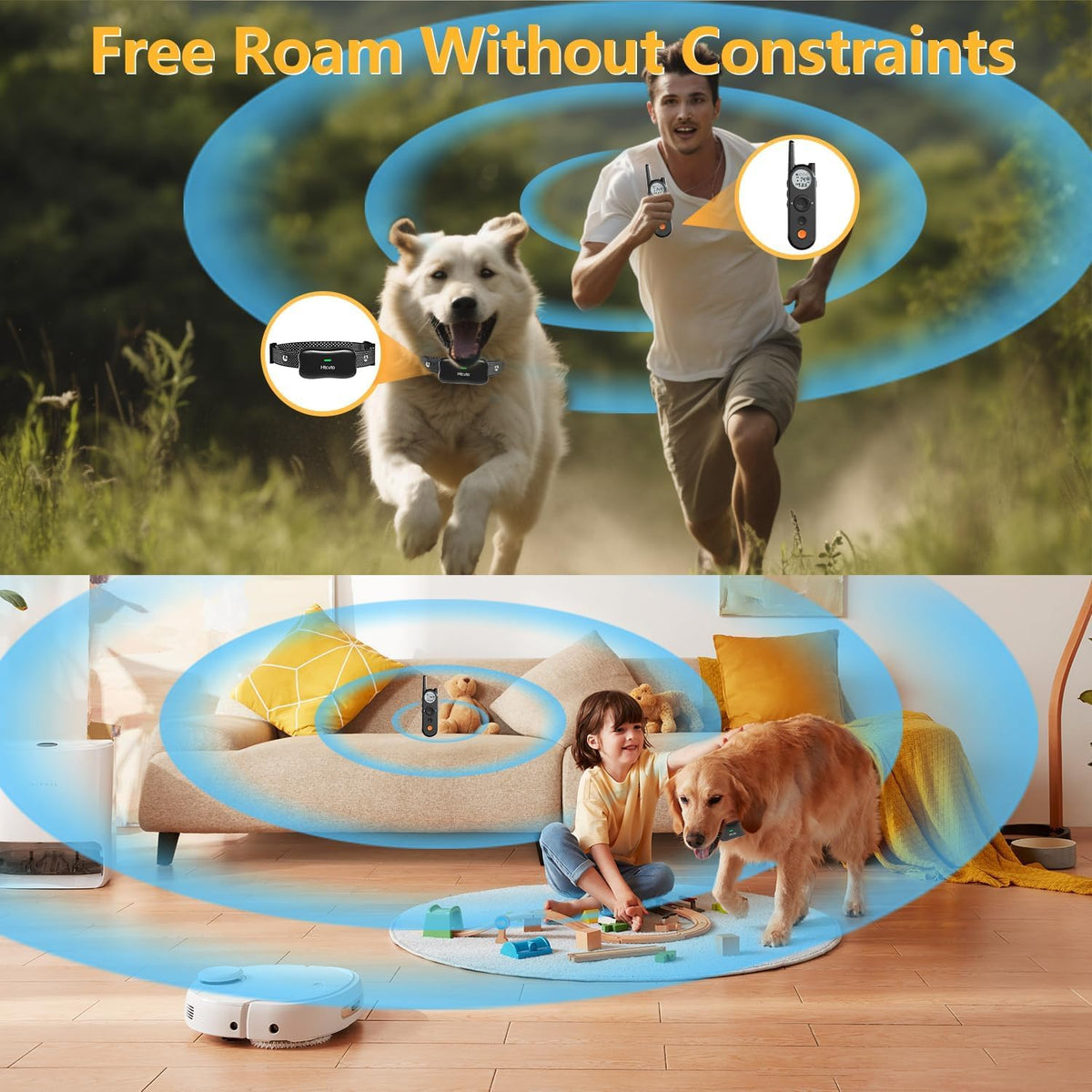 Wireless Dog Fence & Training Collar for 2 Dogs U1445