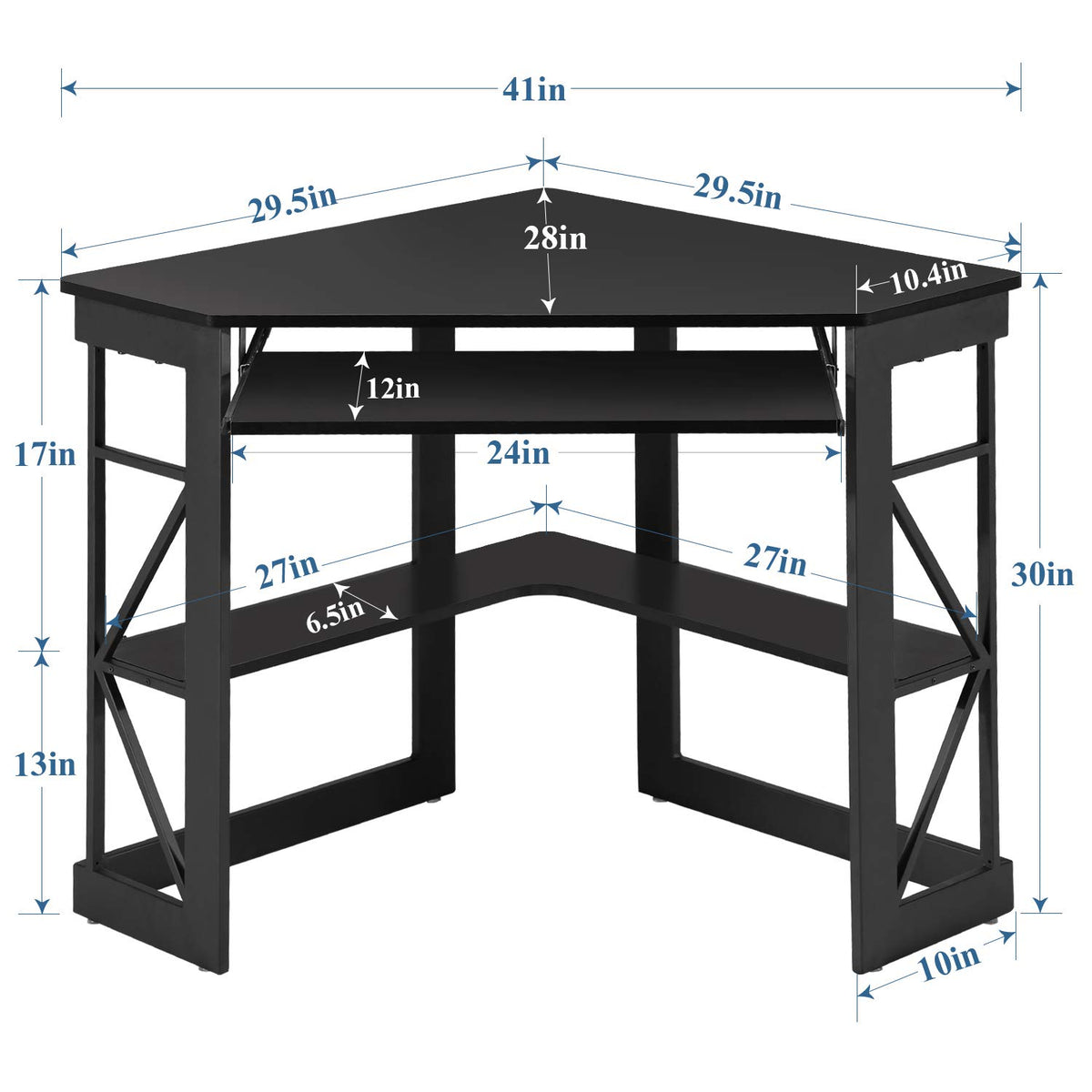 Black Corner Computer Desk with Keyboard Tray J12032