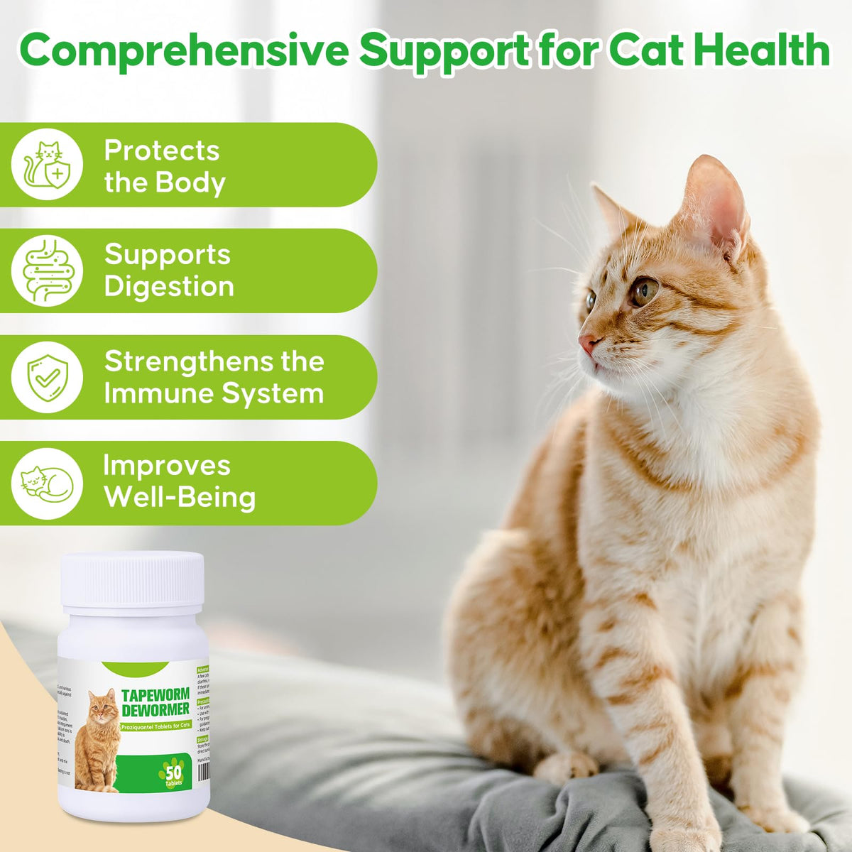 Cat Tapeworm Dewormer Tablets 50 Tablets C261232