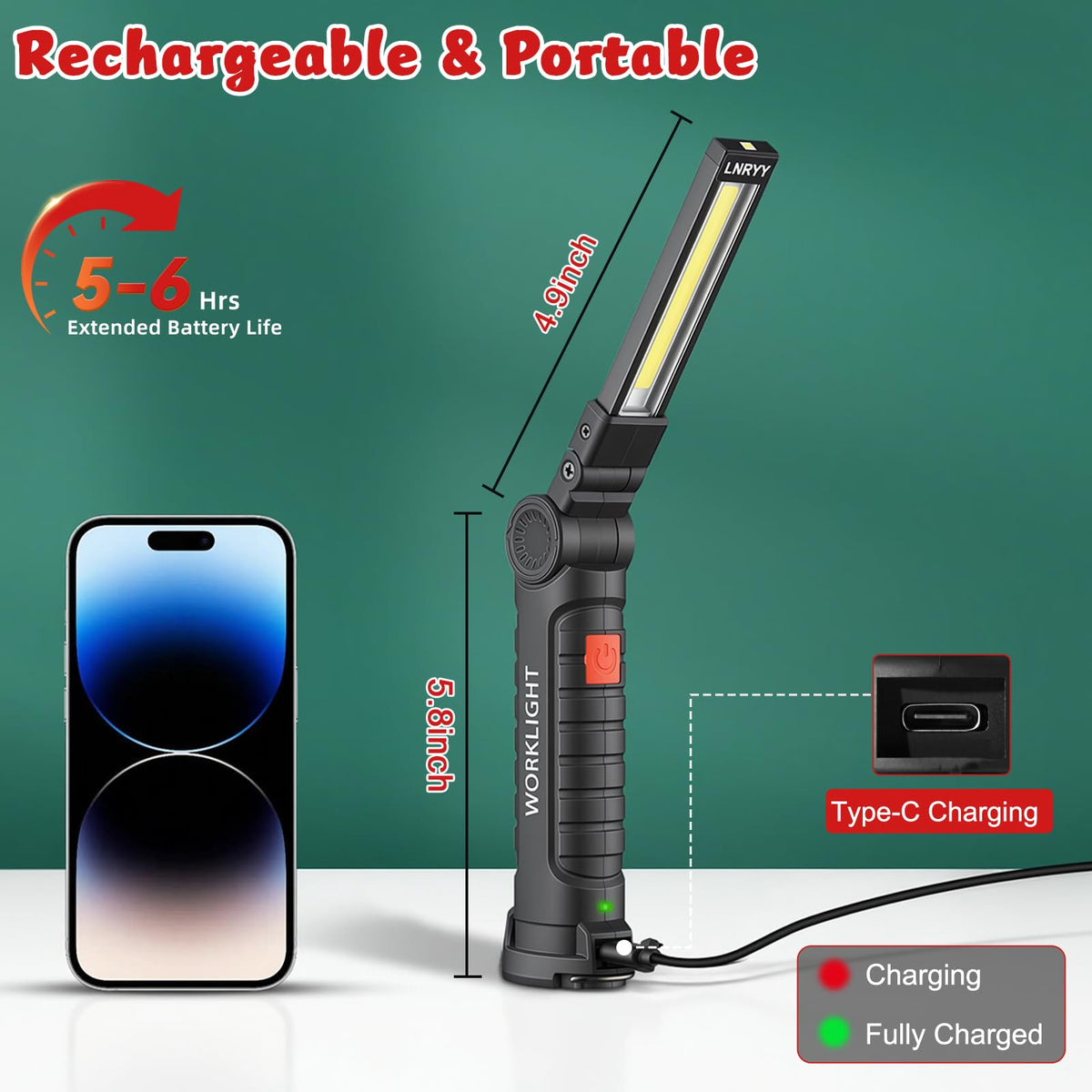 4 Pack Rechargeable Magnetic LED Work Light M121