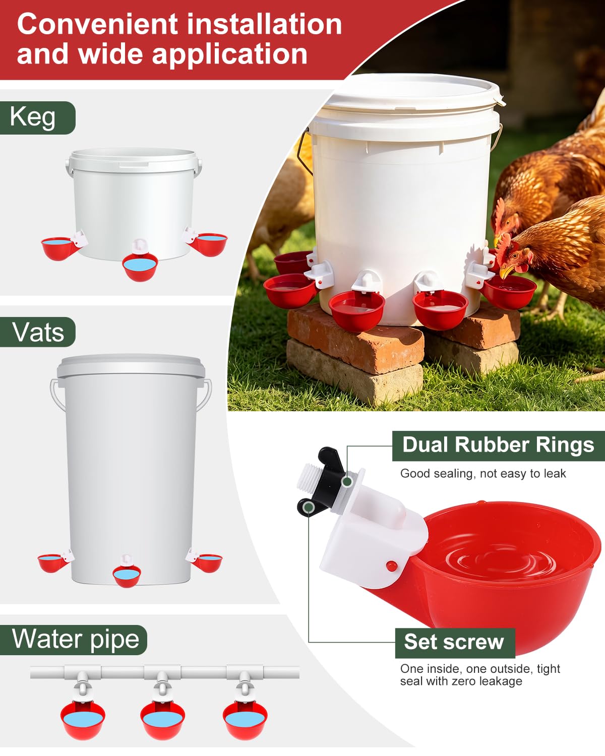 Chicken Waterer Cups 8 Pack with 3/8" Drill Bit Y337887
