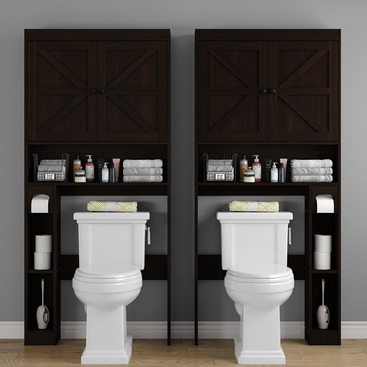 Over The Toilet Storage Cabinet with Barn Doors P7619