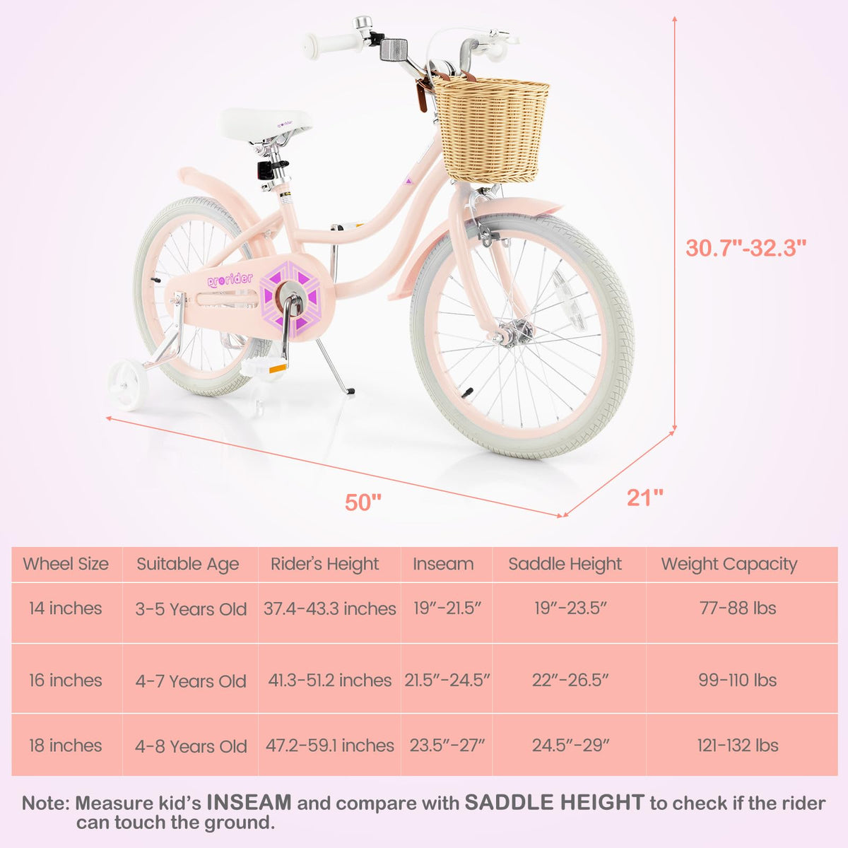 14 16 18 Inch Kids Bike with Training Wheels T376