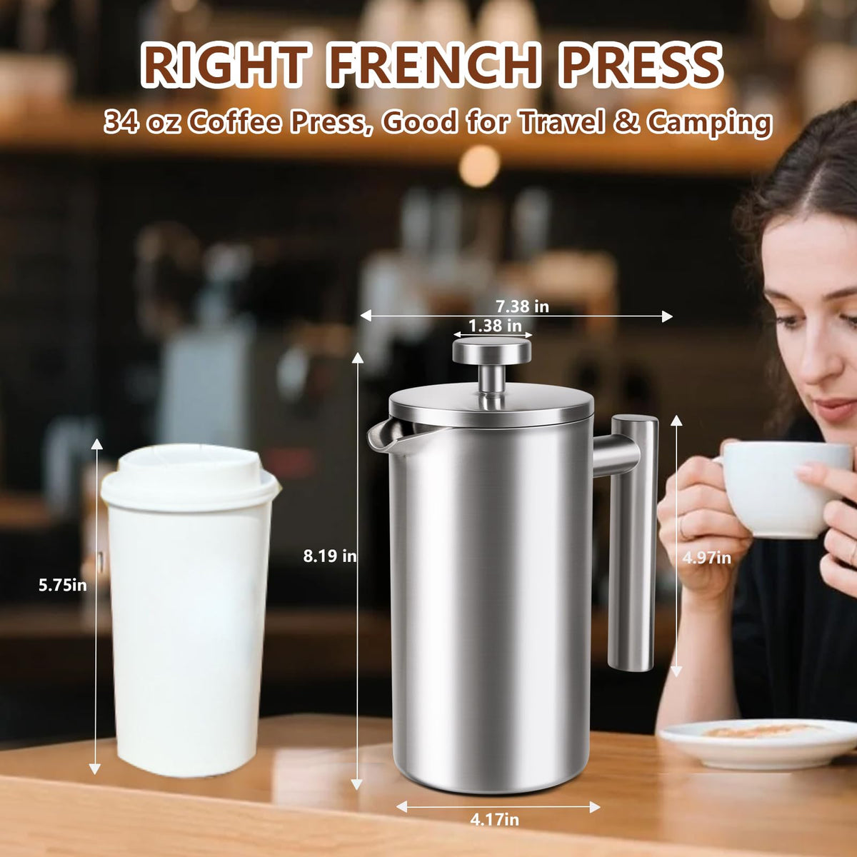 34 oz Stainless Steel French Press L289690