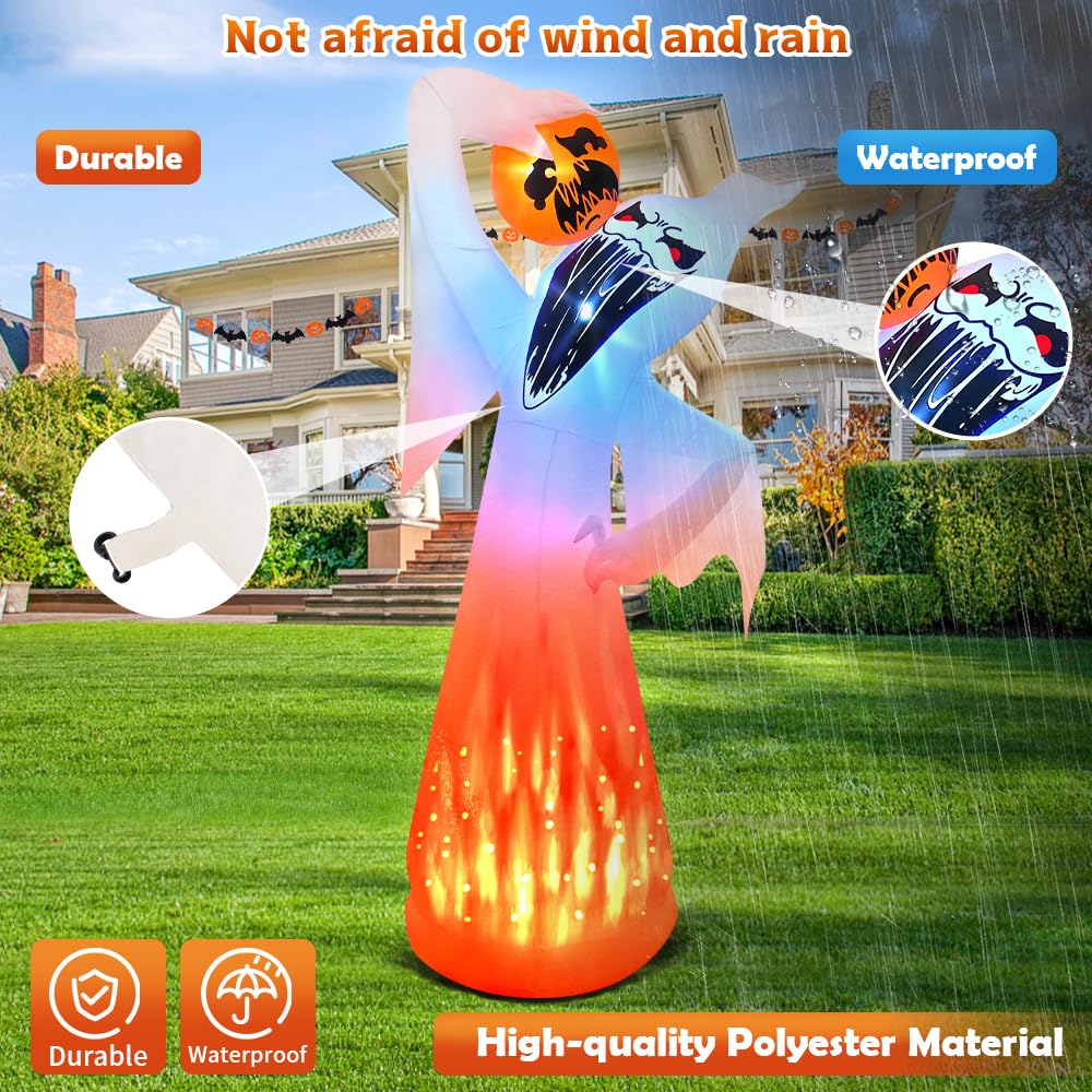 10 FT Halloween Inflatable Ghost with Pumpkin Z683