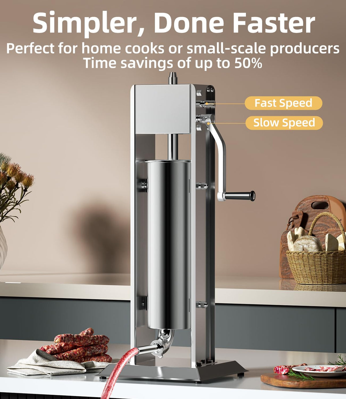Manual Sausage Stuffer 15 Lb with 4 Stainless Steel Stuffing Tubes H67572