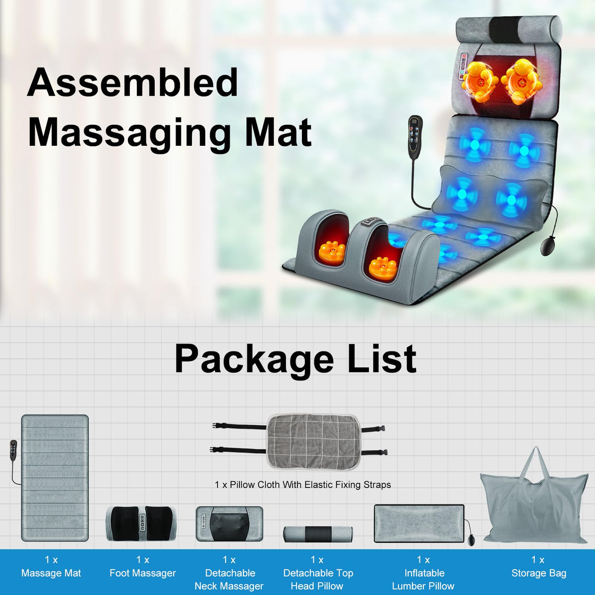 Heated Full Body Massage Mat with 10 Vibrating Nodes N42254