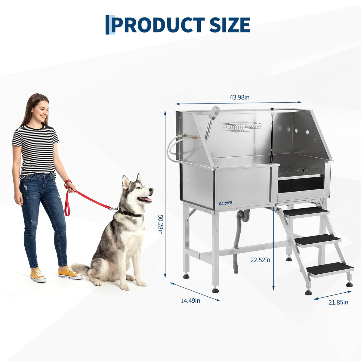 46 Inch Stainless Steel Dog Grooming Tub Z959