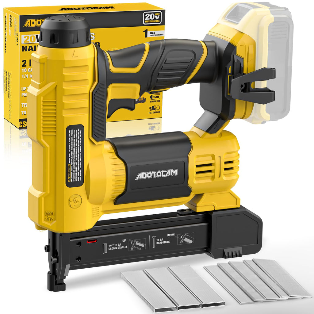 Cordless Brad Nailer 2 in 1 Nail Gun with 1000 Nails and 500 Staples Y37883