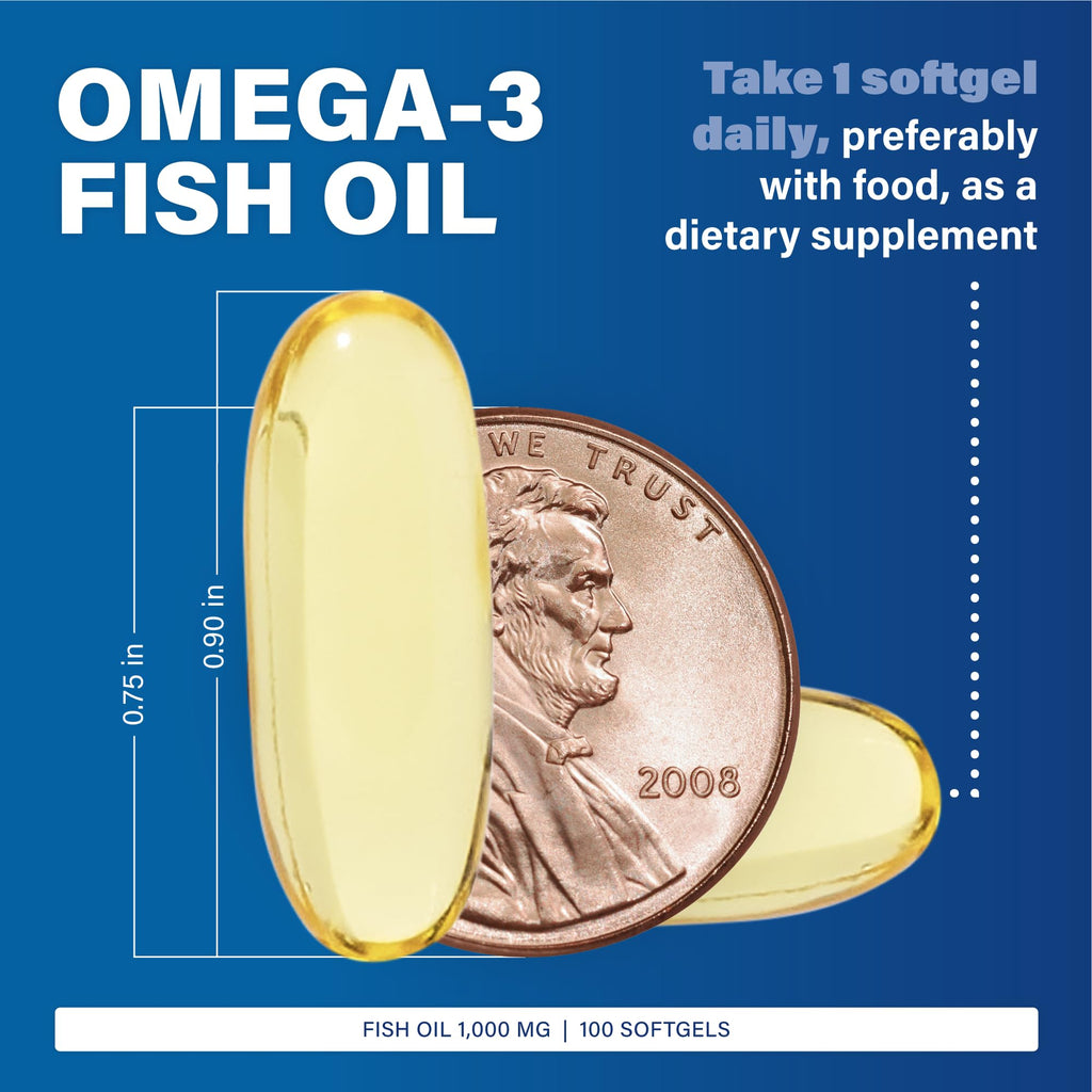 Omega-3 Fish Oil Supplement 1000mg 100 Softgels J91049
