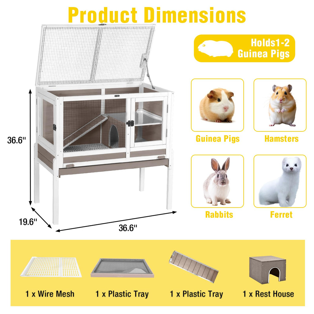 2-Story Indoor Rabbit Hutch Guinea Pig Cage with Stand L172339