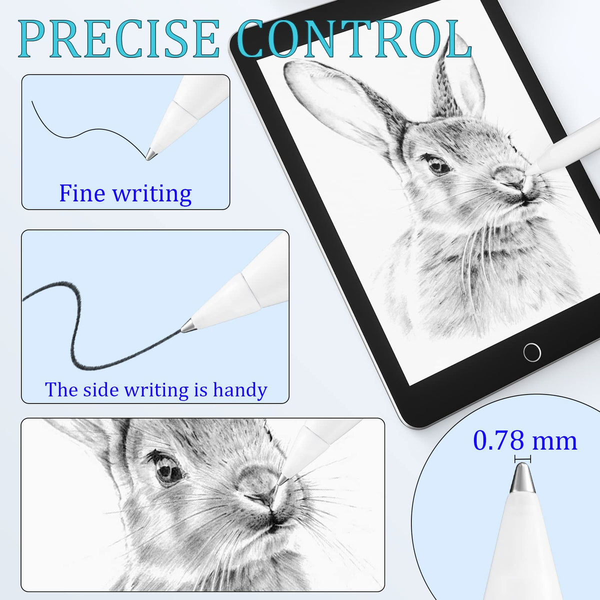 Fine Point Pencil Tips for Apple Pencil 1st 2nd Generation USB-C, White Z16685
