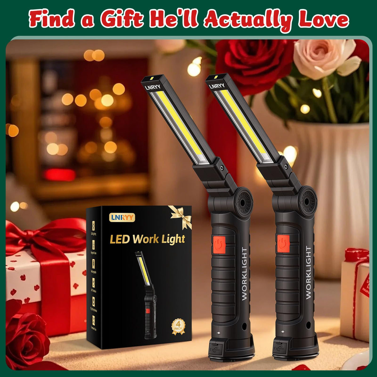 4 Pack Rechargeable Magnetic LED Work Light M121