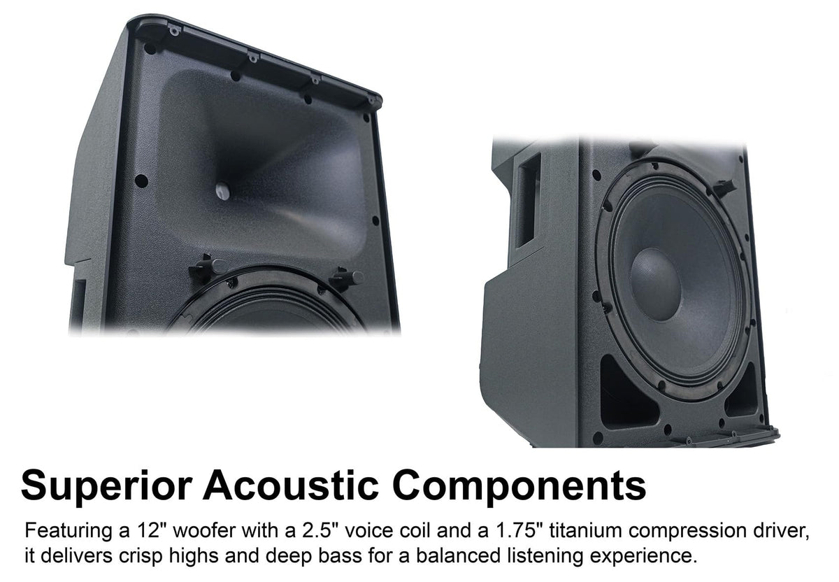 12" Powered DJ PA Speaker Pair with Stands O588